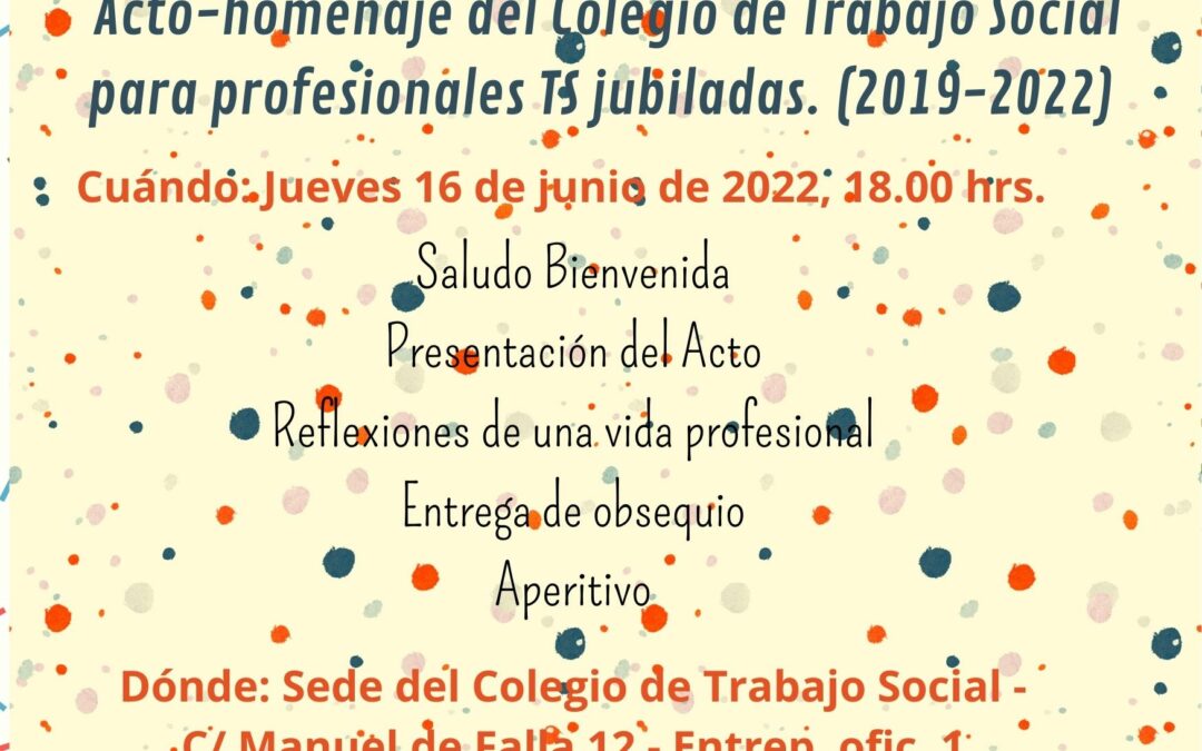 Acto-homenaje a profesionales de TS jubiladxs (2019-2022).
